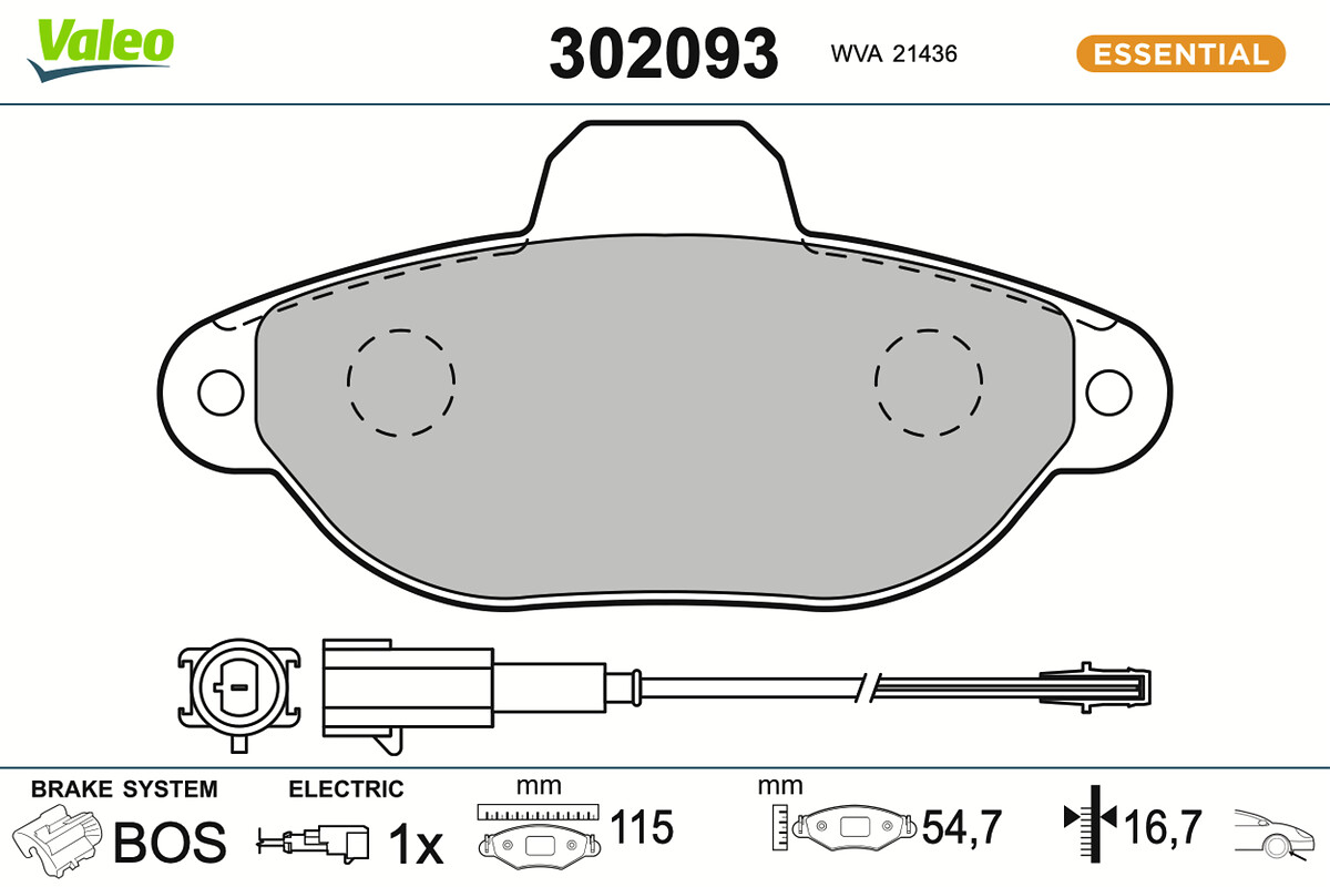 Jeu de 4 plaquettes de frein VALEO ref. 302093
